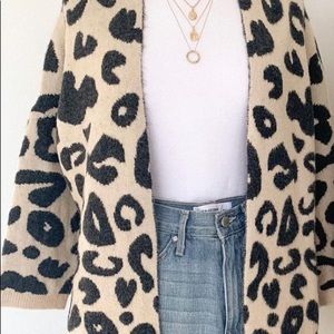 Leopard cardigan sweater.